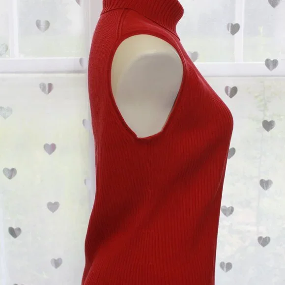 #287 Chico's Red Turtle-Neck Dressy Tank Size 3 (16) - Picture 4 of 9